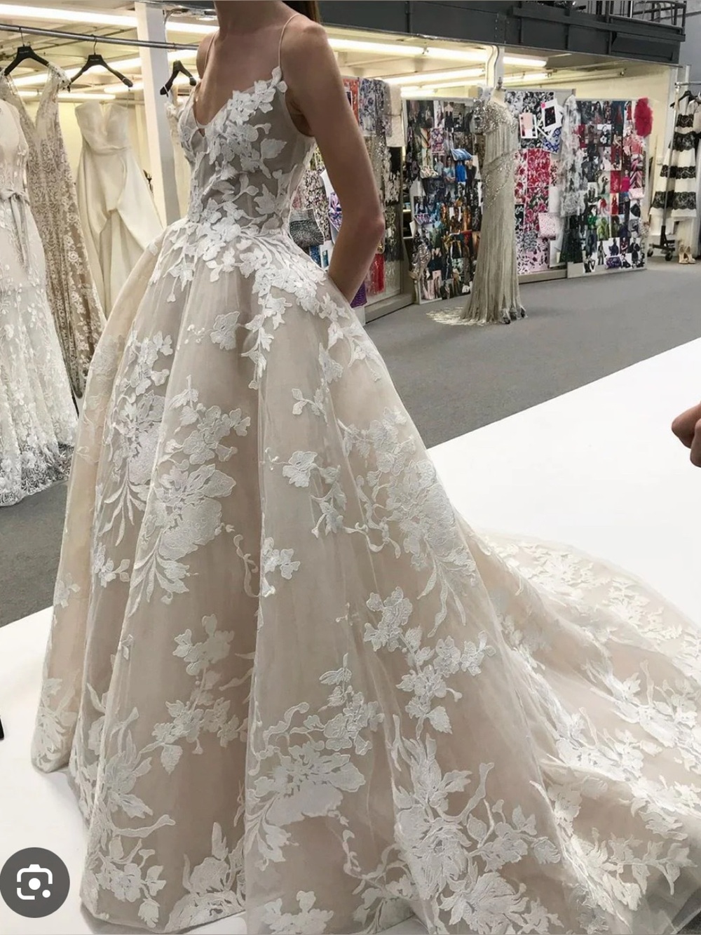 Monique Lhuillier Maeve Romantic Lace Ball Gown Wedding Dress - Ivory & Blush